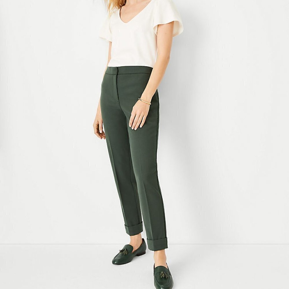 Ann Taylor High Waist Ankle Pant Forest Green Size 6P